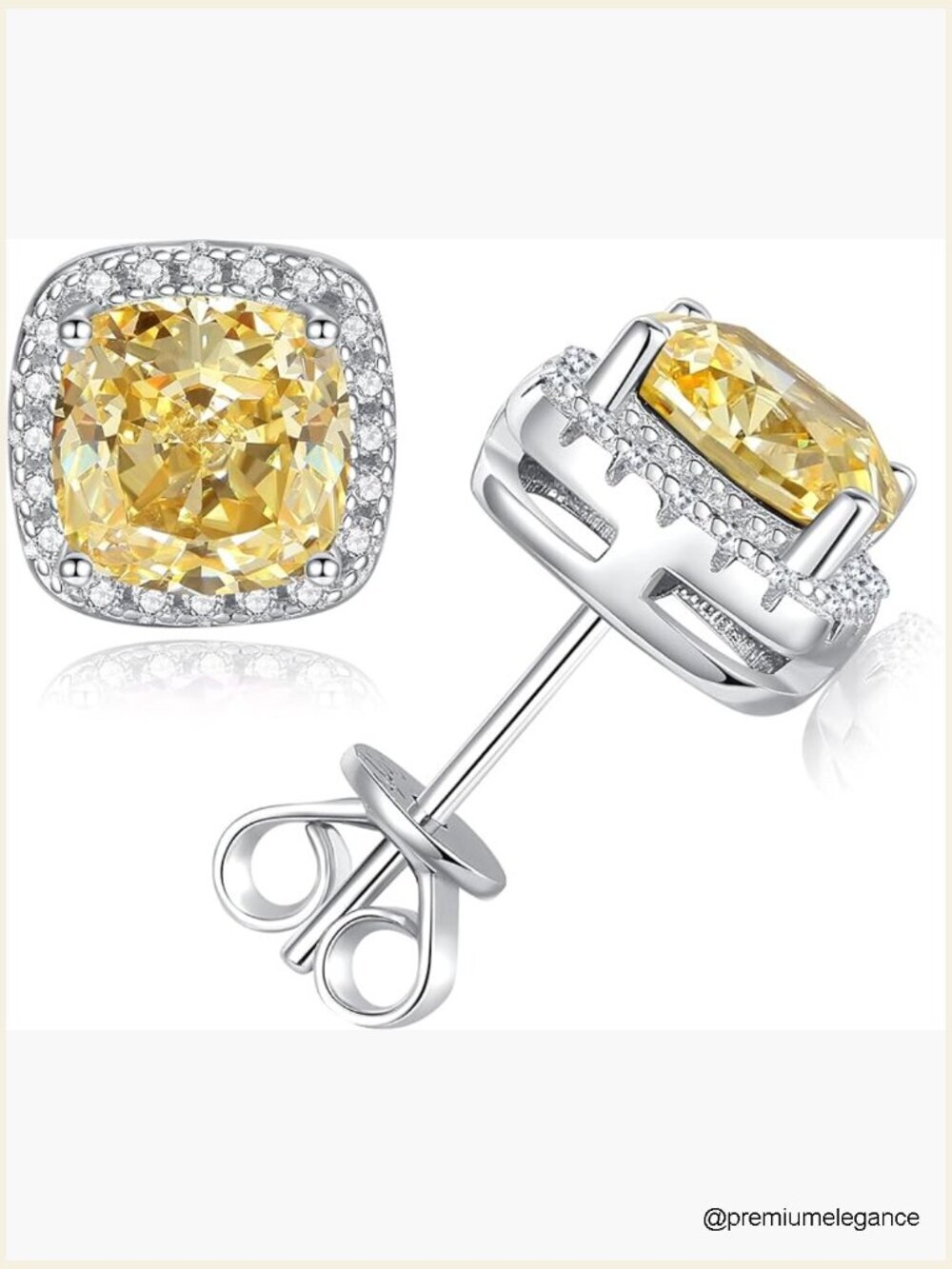 4Ct Cushion Cut Simulated Diamond Stud Earrings 925 Sterling Silver